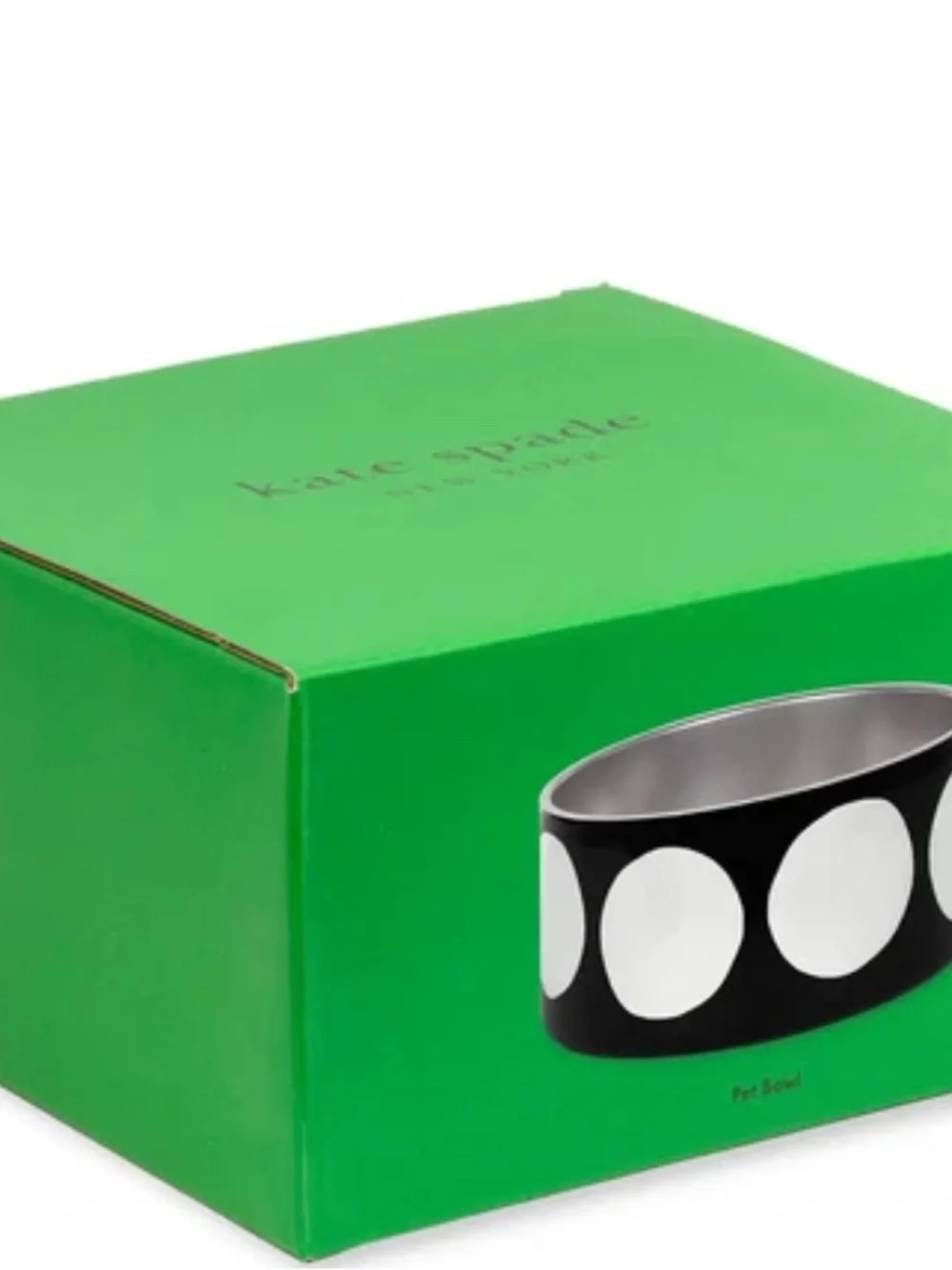 kate spade Black and White Polka Dot Pet Bowl with Green Gift Box